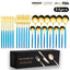 Cutlery Set Stainless Steel Knife Fork Set 24-Piece Tableware Set Golden Steak Knife Fork Spoon 6-Person Set - Korvel