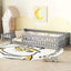 Twin Size Bed Floor Bed with Safety Guardrails and Door for Kids, Gray - Korvel
