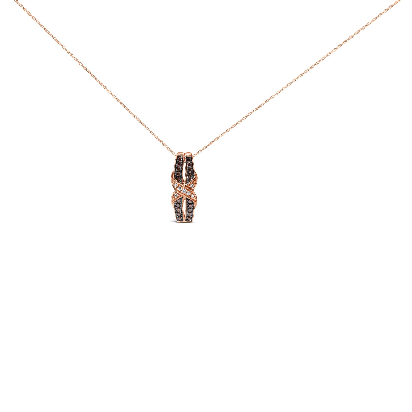 Collar de Pendiente en Infinito con Twist de Diamantes en Oro Rosa de 10K
