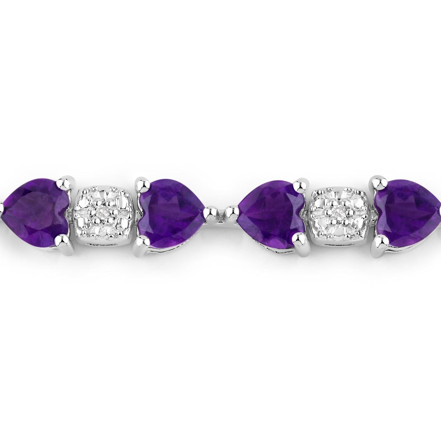 9.56 Carat Genuine Amethyst & White Diamond Sterling Silver Bracelet