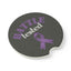 Battle Tested Epilepsy Awareness Soapstone Car Coaster - Purple Ribbon