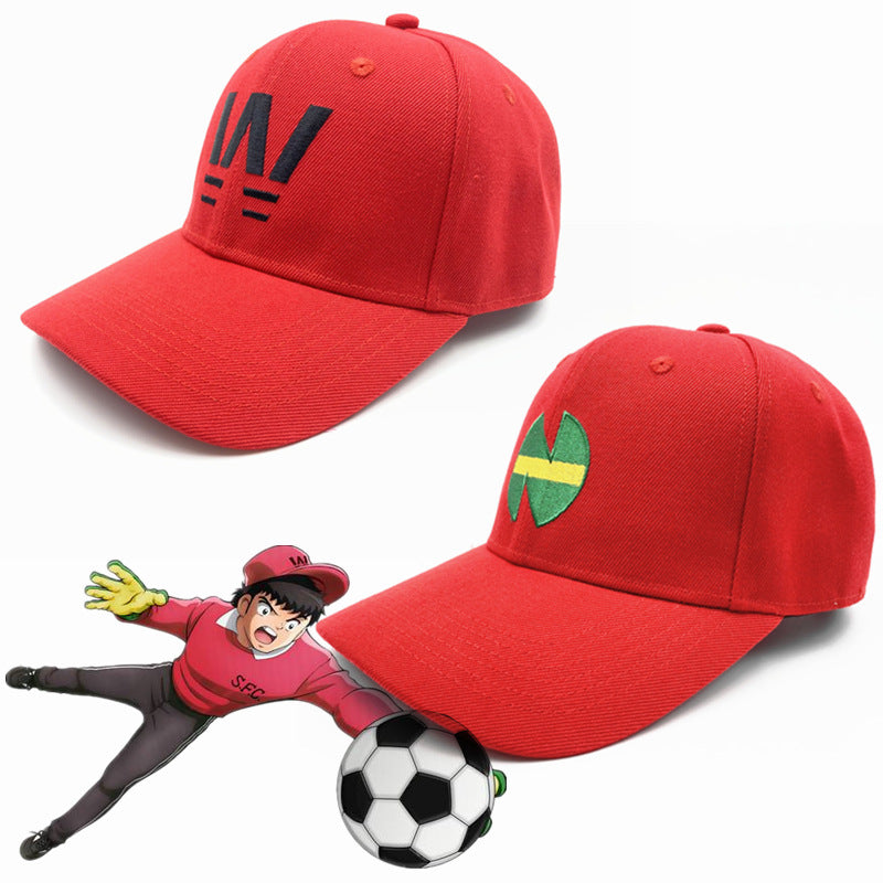 Anime soccer player hat embroidered red baseball cap duckbill cap - Korvel