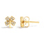 10K Yellow Gold Diamond Accent Four Leaf Clover Stud Earrings