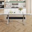 Dining table Modern tempered glass dining table Large modern office desk with silver plated metal legs and MDF crossbars - Korvel