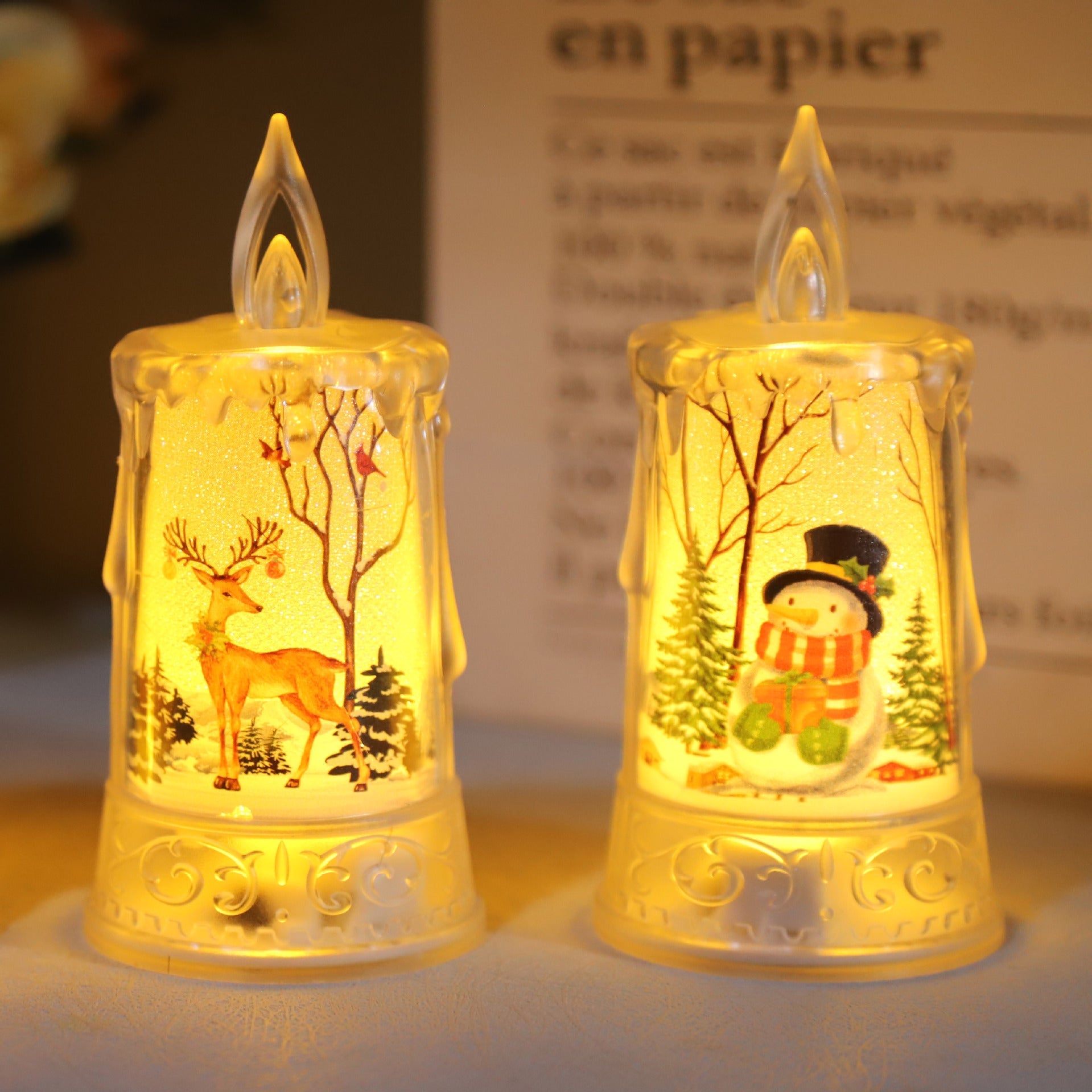 Christmas led electronic candle light Christmas snowman elk decoration luminous night light atmosphere light ornaments - Korvel