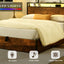 Elevating storage bed frame, full-size bed frame with bookshelf headboard and LED lights, with country brown color - Korvel
