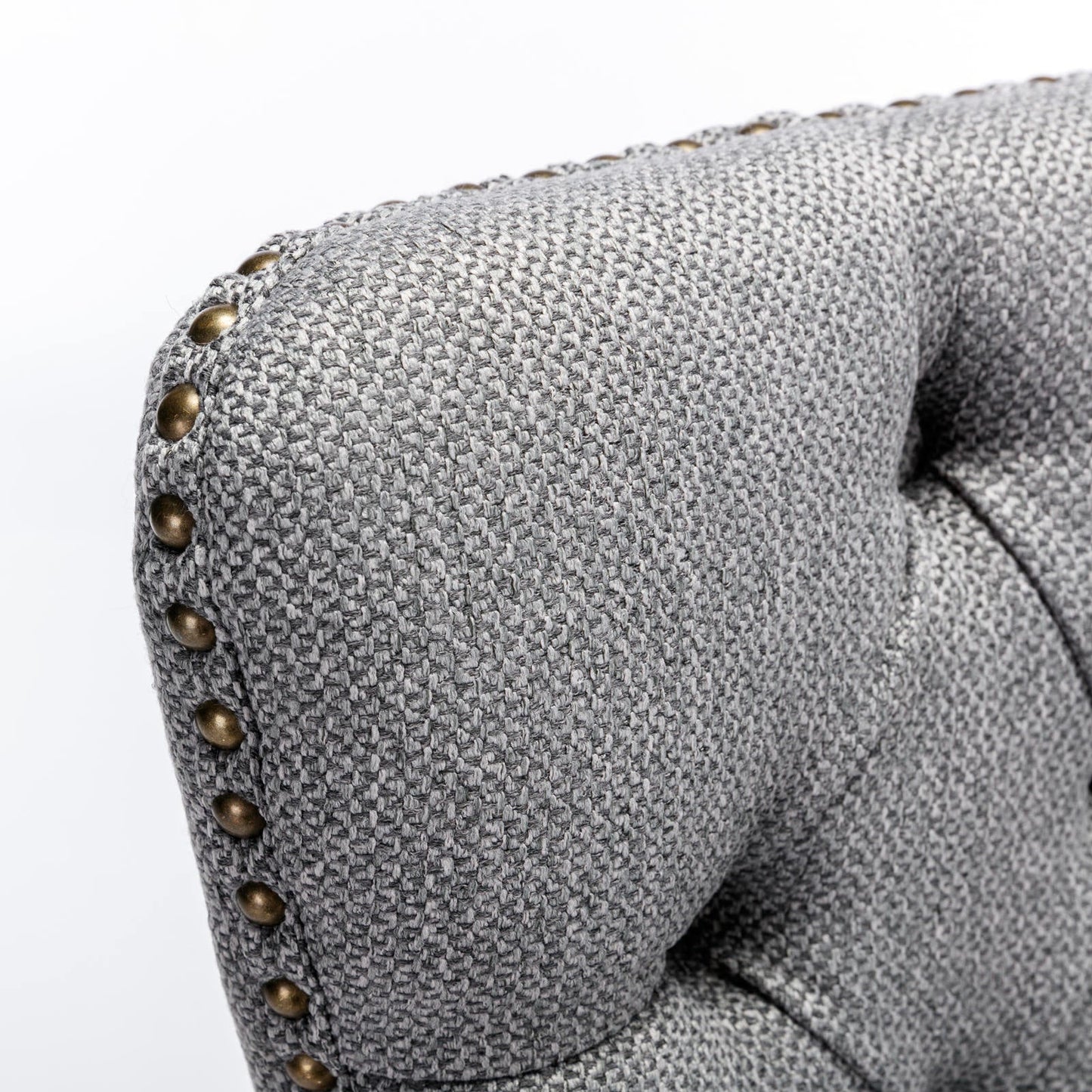 High-end Tufted Solid Wood Contemporary Flax Upholstered Linen Dining Chair with Wood Legs Nailhead Trim 2-Pcs Set Gray - Korvel