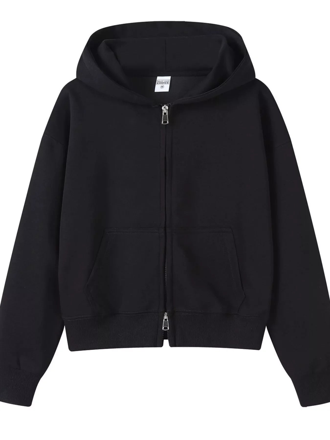 Plus Size Casual Zip-Up Long Sleeve Hoodie
