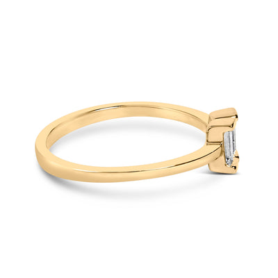 14K Yellow Gold Plated Sterling Silver Baguette Diamond Ring