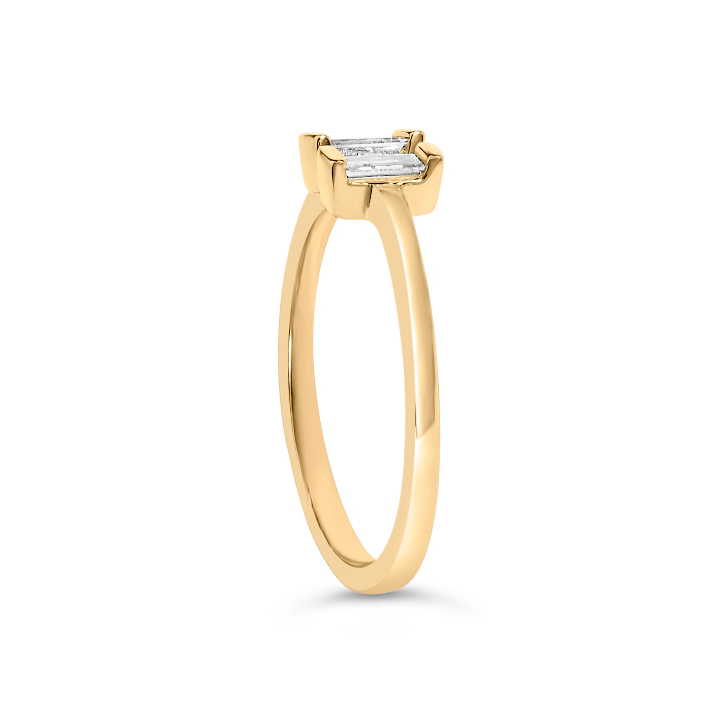 14K Yellow Gold Plated Sterling Silver Baguette Diamond Ring