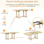 Traditional 6-Piece 78inch Trestle Extendable Dining Table Set with One 18inch Removable Leaf Padded Dining Chairs Bench,Natural - Korvel