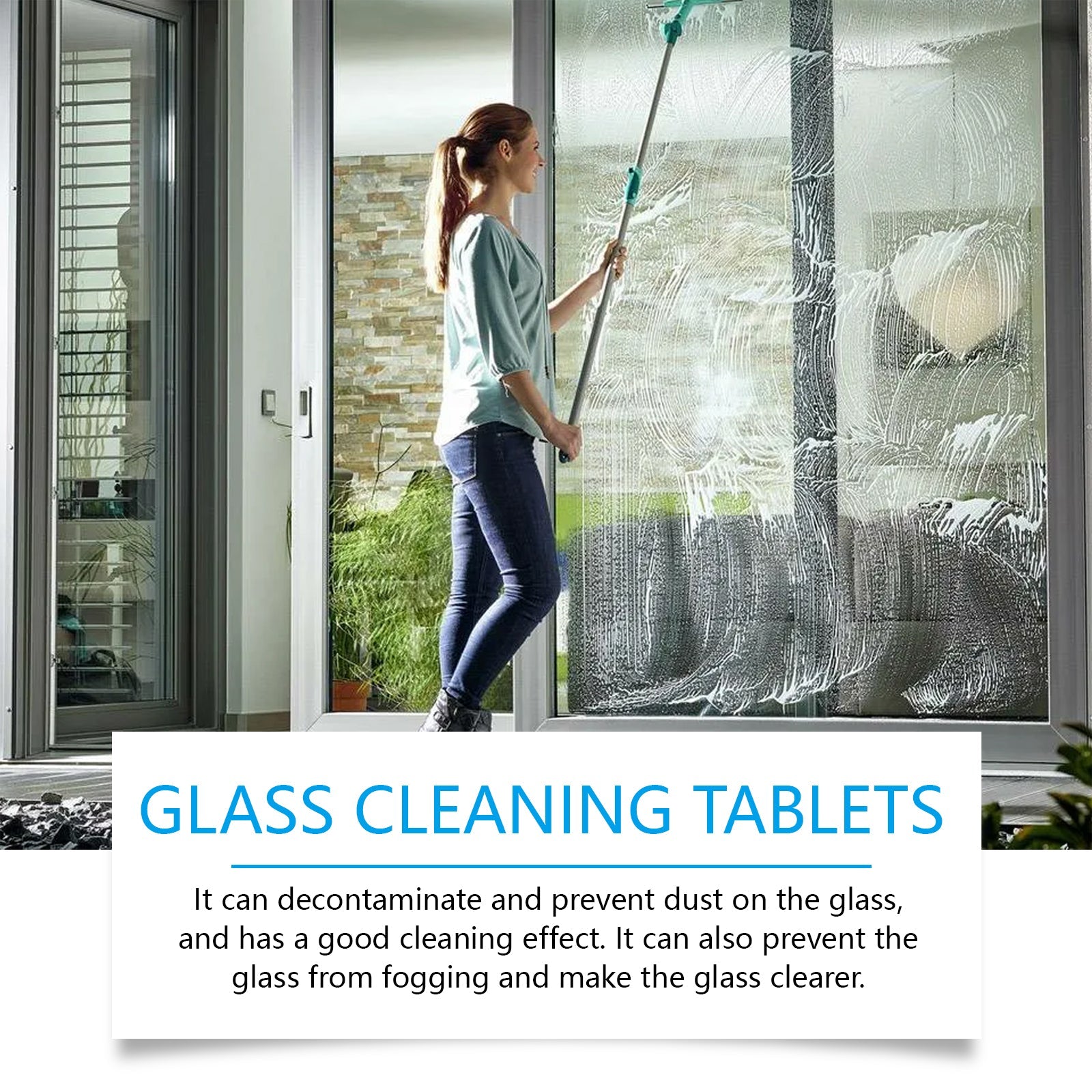 Glass Cleaning Effervescent Sheet, Door And Window Glass Scale Dust Stubborn Stains Clean Mirror Transparent - Korvel
