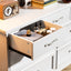 Modern 3 Drawer Bedroom Chest of Drawers with 7 Drawers Dresser Clothes Organizer -Metal Pulls White, 47.6″L x 15.7″W x 26.6″H - Korvel