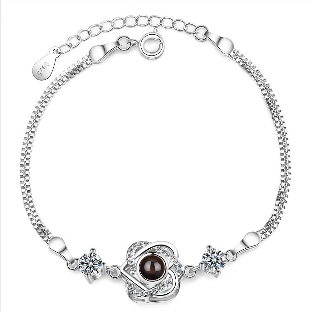 Bracelet étoile en argent S925 personnalisé avec projection photo