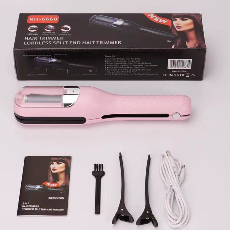 Fully automatic hair clipper, hair splitting and trimming device, multifunctional electric women's 2-in-1 trimming and cutting d - Korvel
