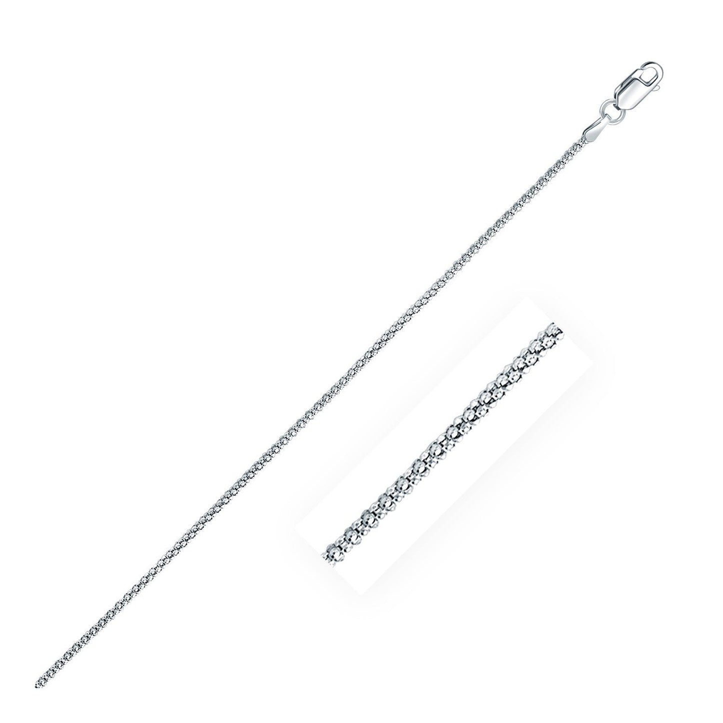 Chaîne en argent sterling 1,8 mm plaquée rhodium