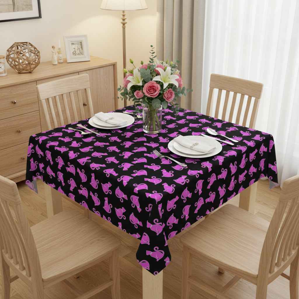Pink Cat Tablecloth - Playful Dining Experience