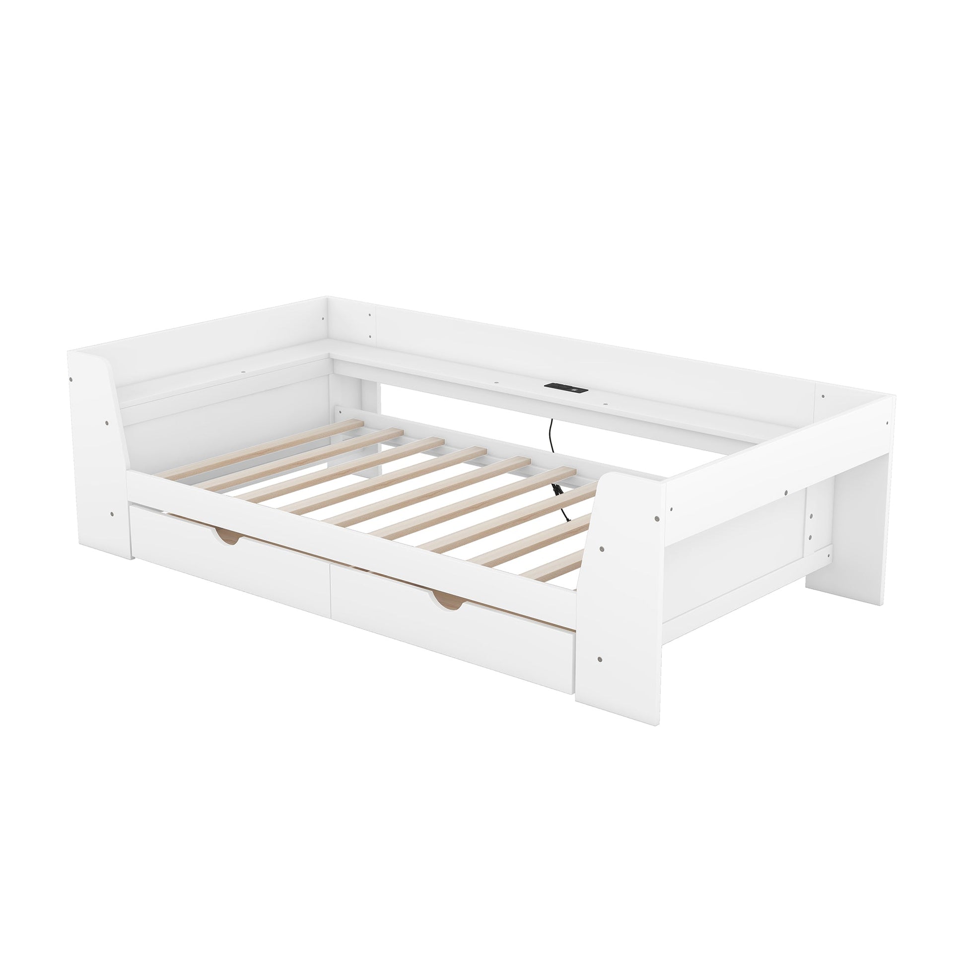 Upholstered Daybed with Trundle, Wood Slat Support,Upholstered Frame Sofa Bed Twin Blue - Korvel