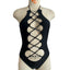 Swimsuit hollow strap sexy one-piece black tight swimsuit women's bikini - Korvel