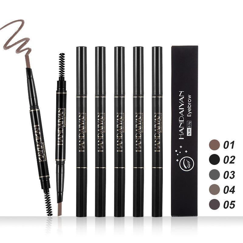 HANDAIYAN 5 Colors Automatic Rotating Eyebrow Pencil Double-ended Waterproof Triangle Eyebrow Pencil - Korvel