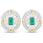 0.69 Carat Genuine Zambian Emerald and Diamond Sterling Silver Earrings