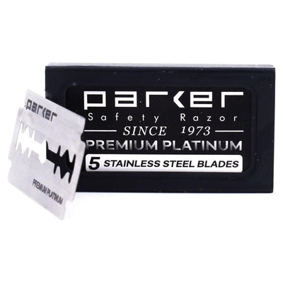 Parker Premium Platinum Stainless Steel DE Razor Blades - 5 Pack
