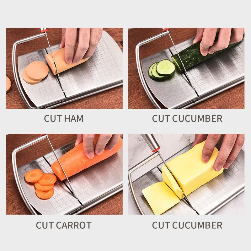 Cheese Cutter Stainless Steel  With Graduated Slicer Household Baking Tool Butter Cheese Divider - Korvel