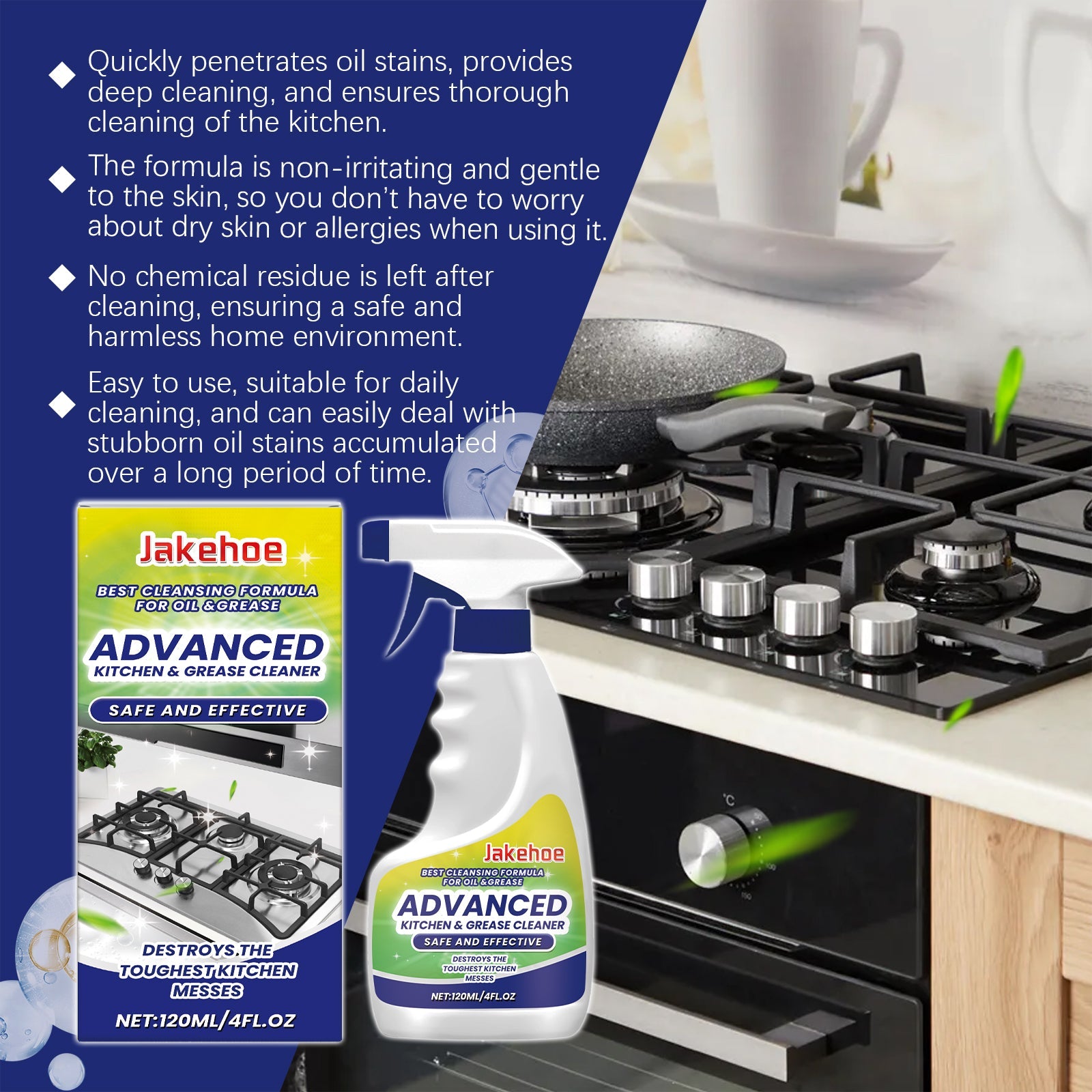 Kitchen Cleaner Oil Cleaning Gentle Home Care Cooktop Degreasing Foam Type - Korvel