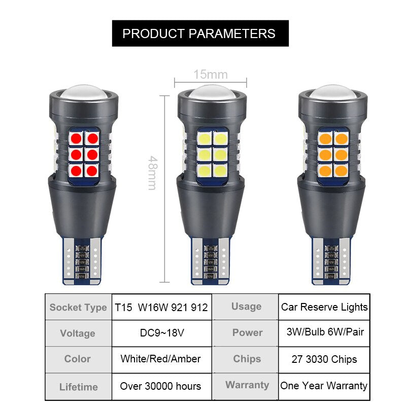NLpearl Super Bright T15 LED Signal Lamp Bulbs - 2 Pack