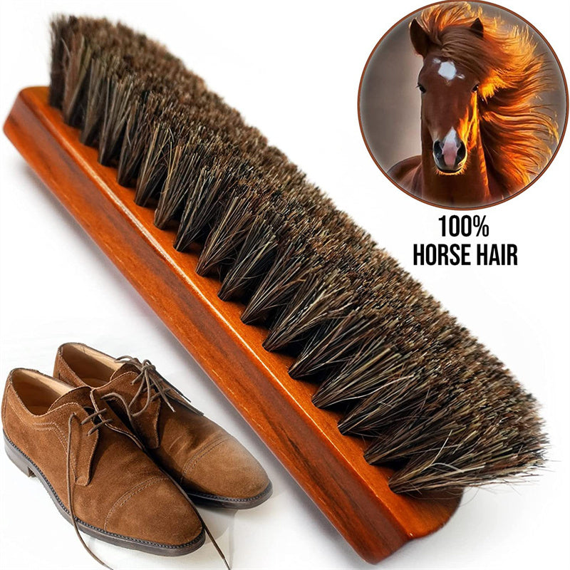 Wood Horsehair Shoe Brush Large Leather Shoe Brush Set Horsehair Shoe Brush Set - Korvel