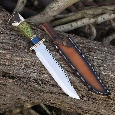 Mastercrafted Hunting Bowie Knife: D2 Steel Blade, Exotic Wood & Antler Handle - Korvel