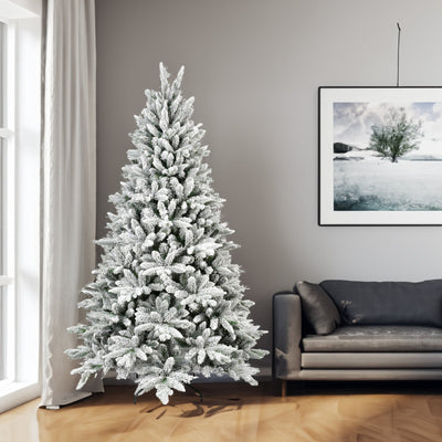 7FT Flocked Christmas Tree - Premium Artificial Decor
