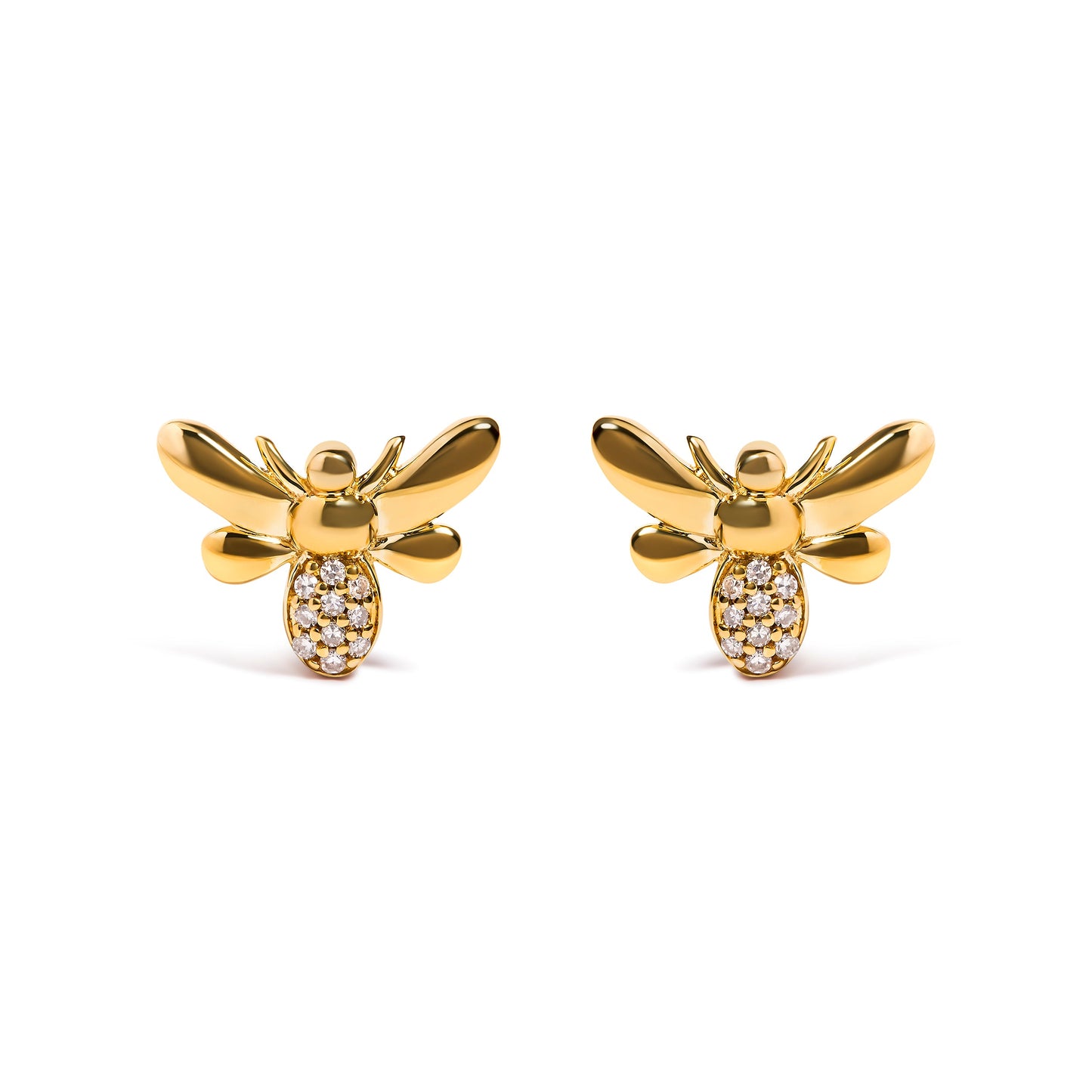 Boucles d'oreilles en or jaune 10K avec accents de diamant en forme de bourdon