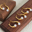 Elegant split design with high gloss pearl inlay simple titanium steel gold-plated earrings - Korvel