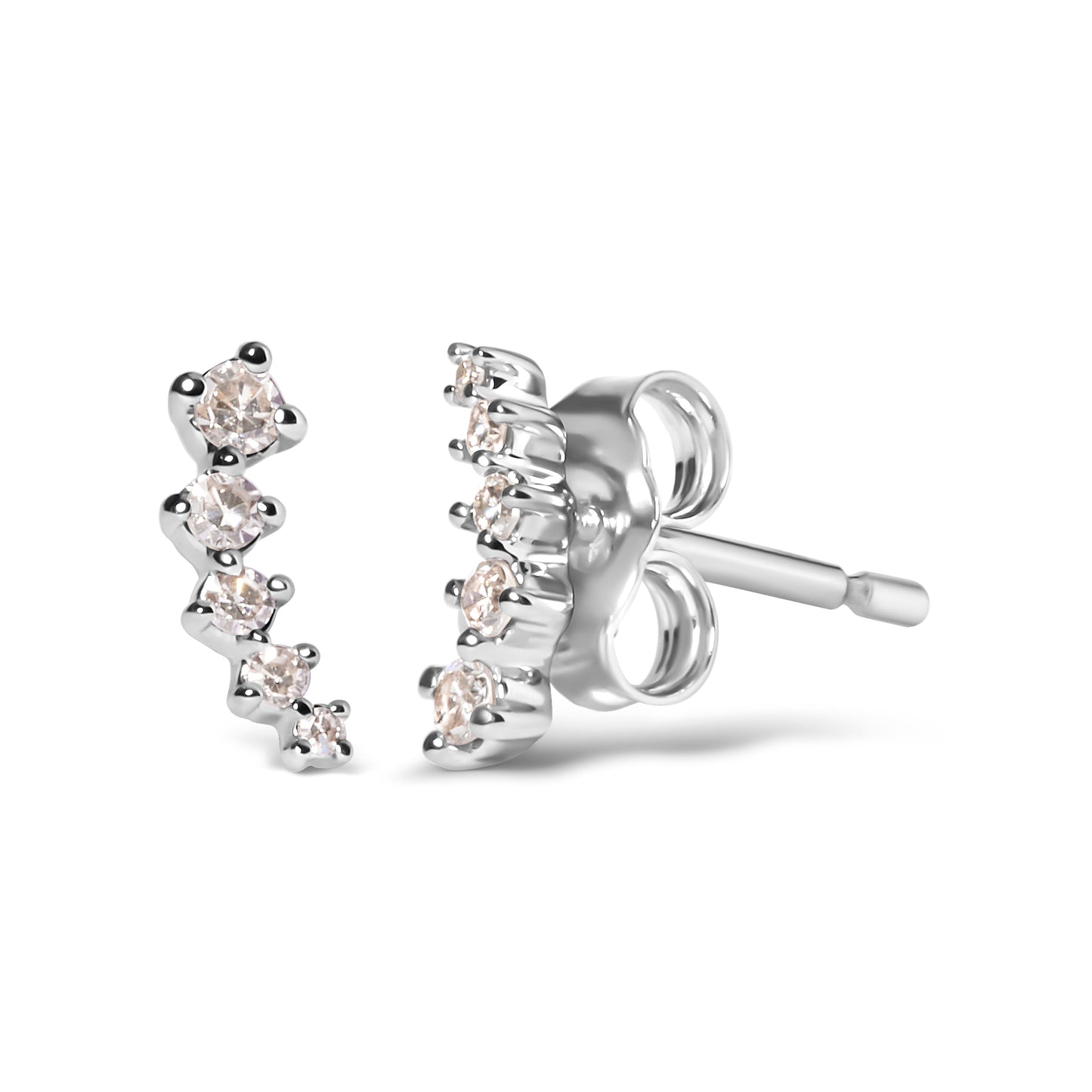 Boucles d'oreilles en diamant escalade en or blanc 10K