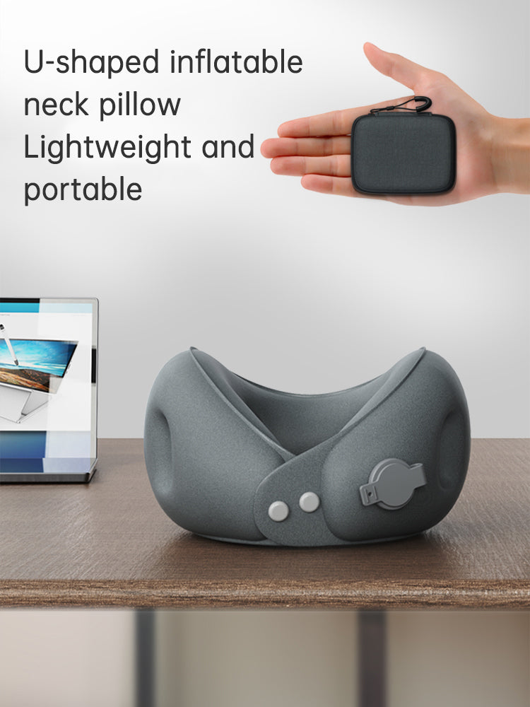 Inflatable U-shaped pillow portable neck pillow neck pillow can be stored airplane travel sleeping U-shaped pillow neck support neck cover - Korvel