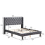 Velvet Button Tufted-Upholstered Bed with Wings Design - Strong Wood Slat Support - Easy Assembly - Gray Queen platform bed - Korvel