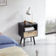 15.75" Rattan End table with drawer and solid wood legs Modern nightstand side table for living room black - Korvel