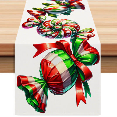 Christmas candy printed table flag new Christmas table decoration tablecloth mat holiday party tablecloth - Korvel