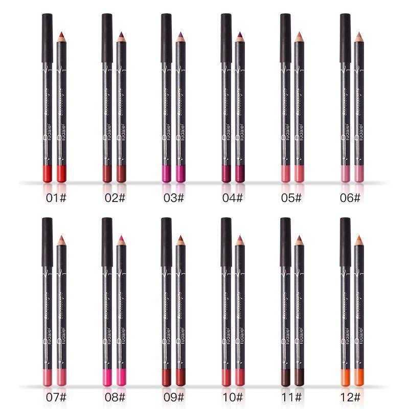 Pudaier twelve-color lip liner foreign trade waterproof non-fading matte velvet lipstick pen - Korvel