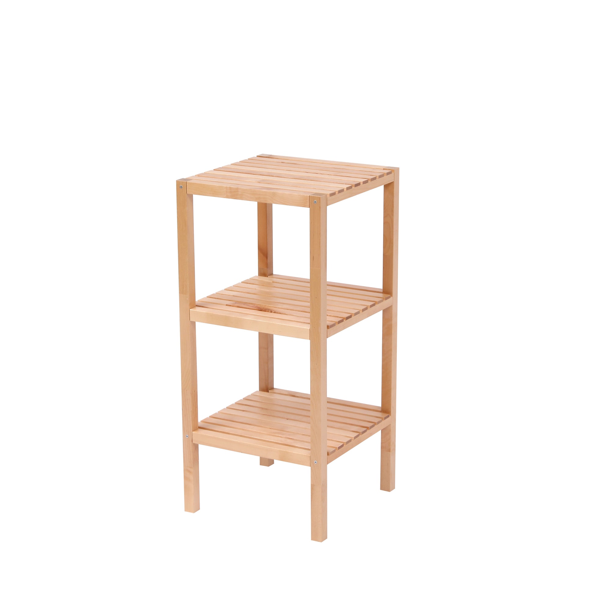 3-Tier Birch Bathroom Shelf, Narrow Shelving Unit, Multifunctional Storage Rack, Corner Rack, for Kitchen, Living Room - Korvel
