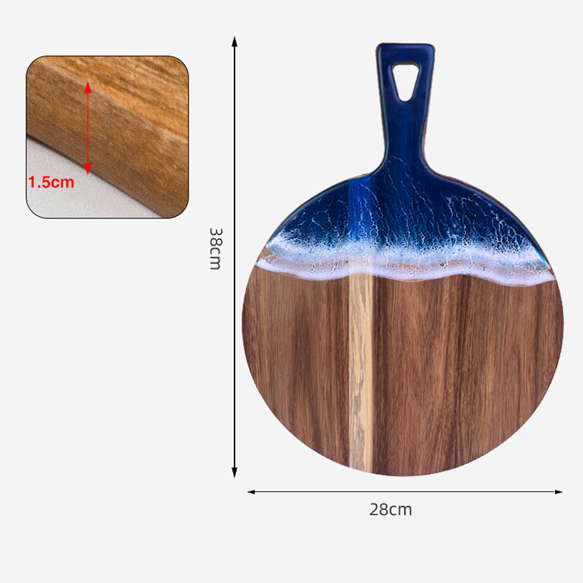 Wood Cutting Board Resin Blue green Wave Pattern - Korvel