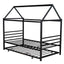 Twin Size Metal House Shape Platform Bed with Trundle - Black