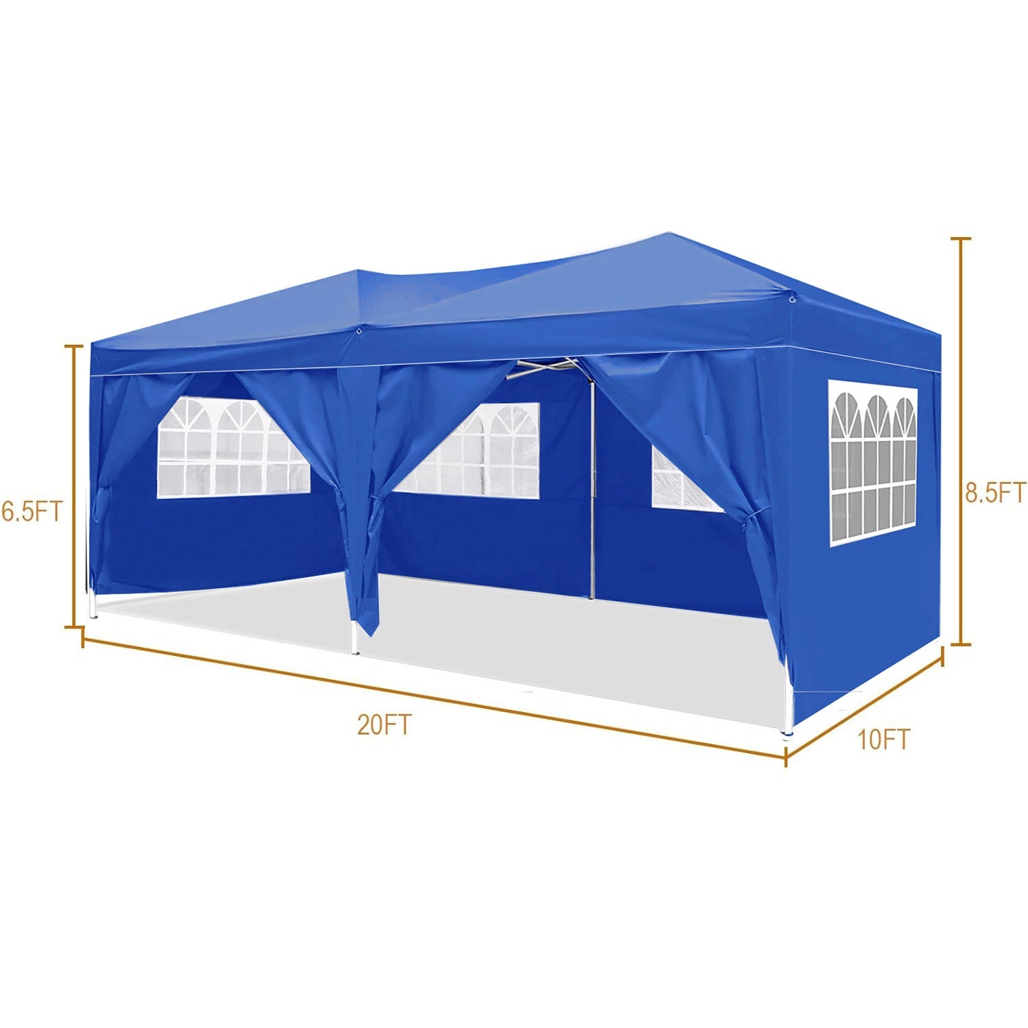 10'x20 'folding canopy with 6 detachable side walls outdoor activity shelters UPF 50+terrace portable tent (blue) - Korvel