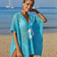 Openwork Flower V-Neck Short Sleeve Cover Up