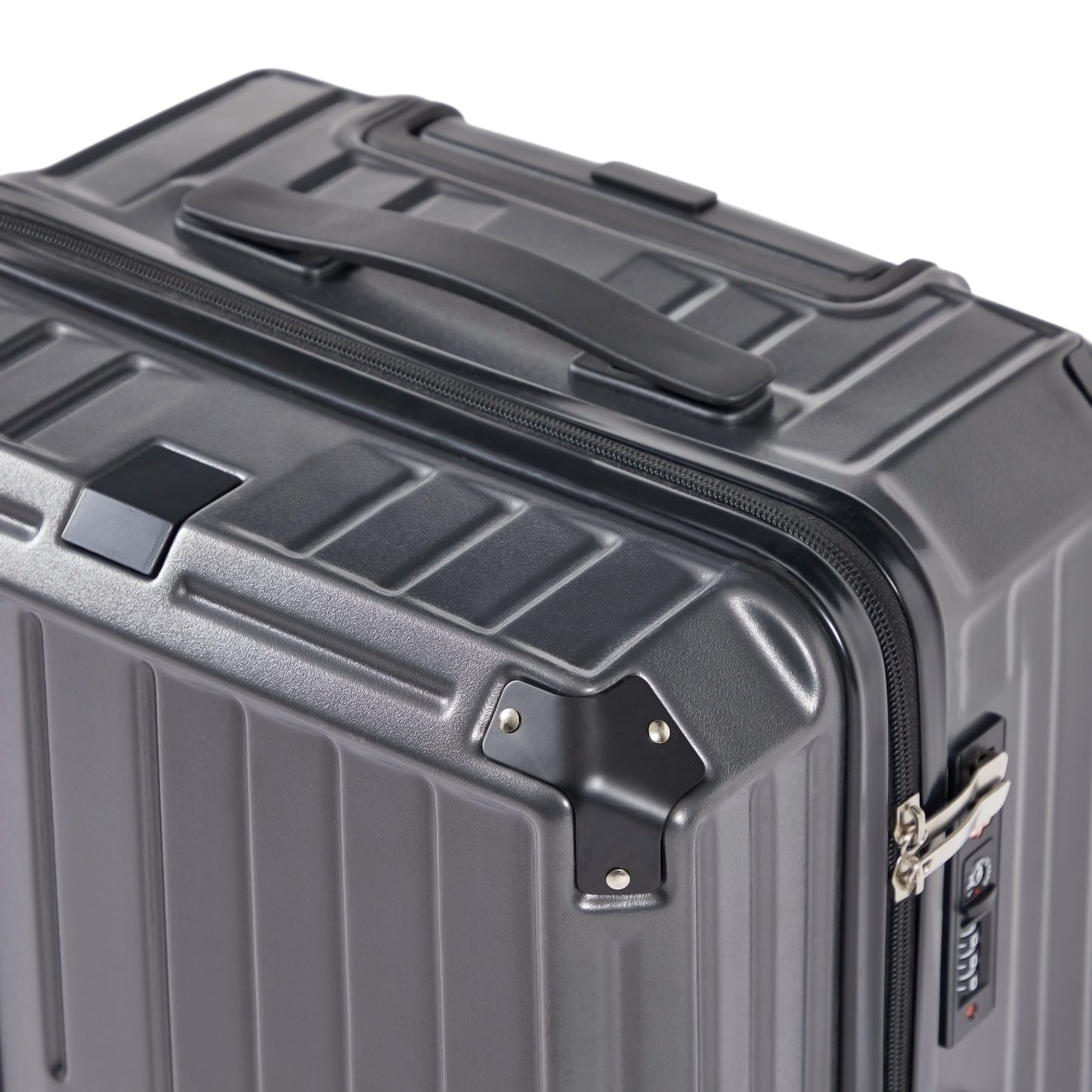 Luggage Set 4 pcs (20"/24"/29"/Travel Bag), PC+ABS Durable Lightweight Luggage with Collapsible Cup Holder, TSA Lock, Gray - Korvel