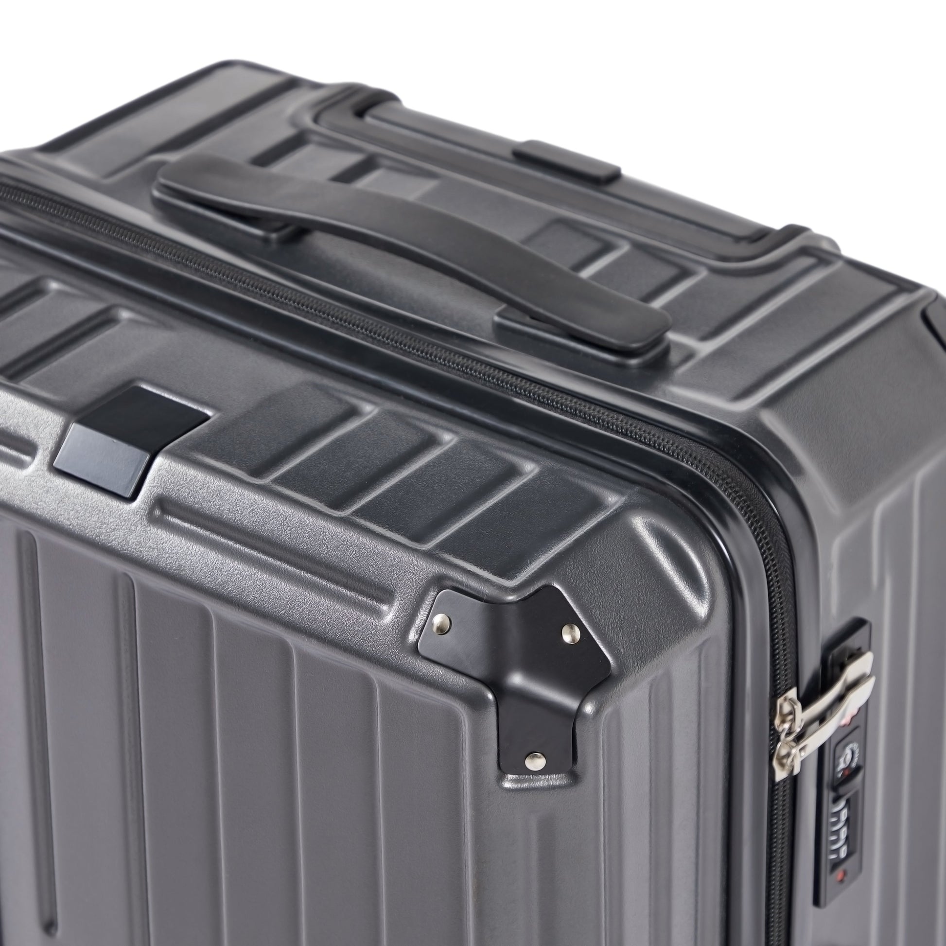 Luggage Set 4 pcs (20"/24"/29"/Travel Bag), PC+ABS Durable Lightweight Luggage with Collapsible Cup Holder, TSA Lock, Gray - Korvel