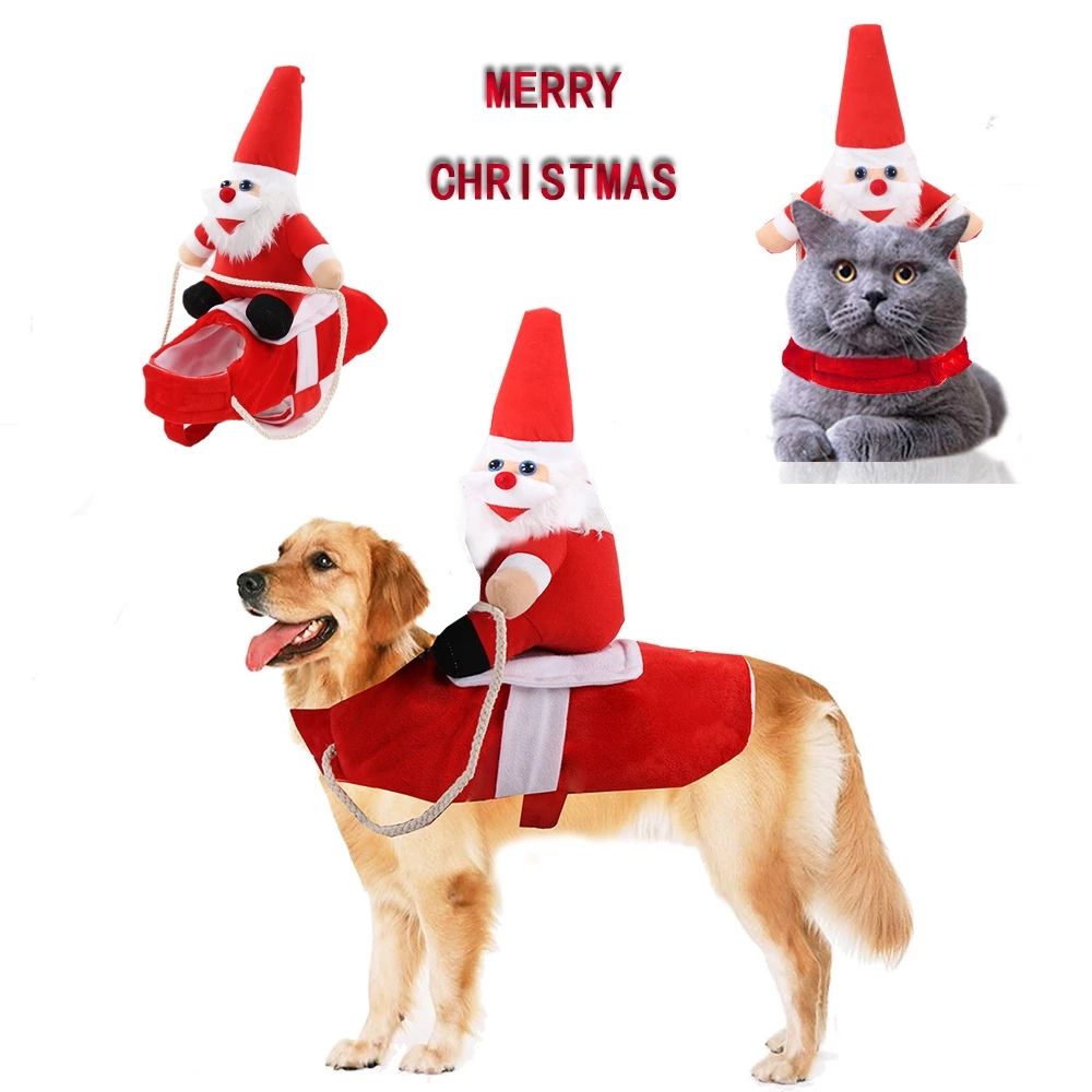 Fashion Designer Large And Medium Santa Dog Christmas Costumes Riding Clothes Transformed Into Santa Claus Clothes - Korvel