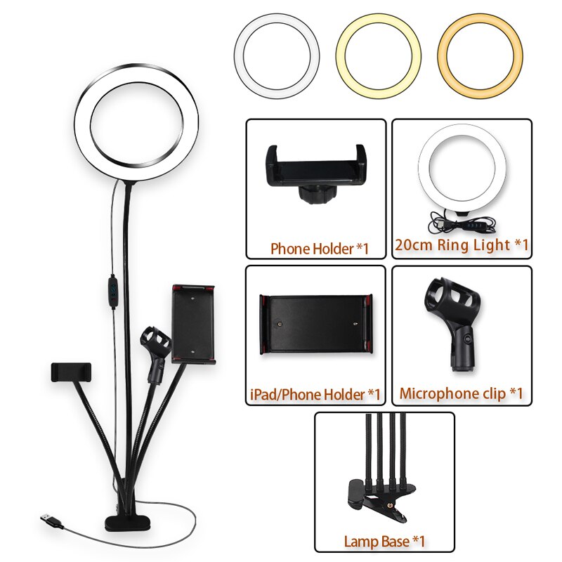 8-Inch Dimmable LED Ring Light Kit for Makeup and Streaming