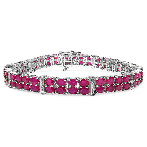 16.77 Carat Genuine Ruby & White Topaz Sterling Silver Bracelet